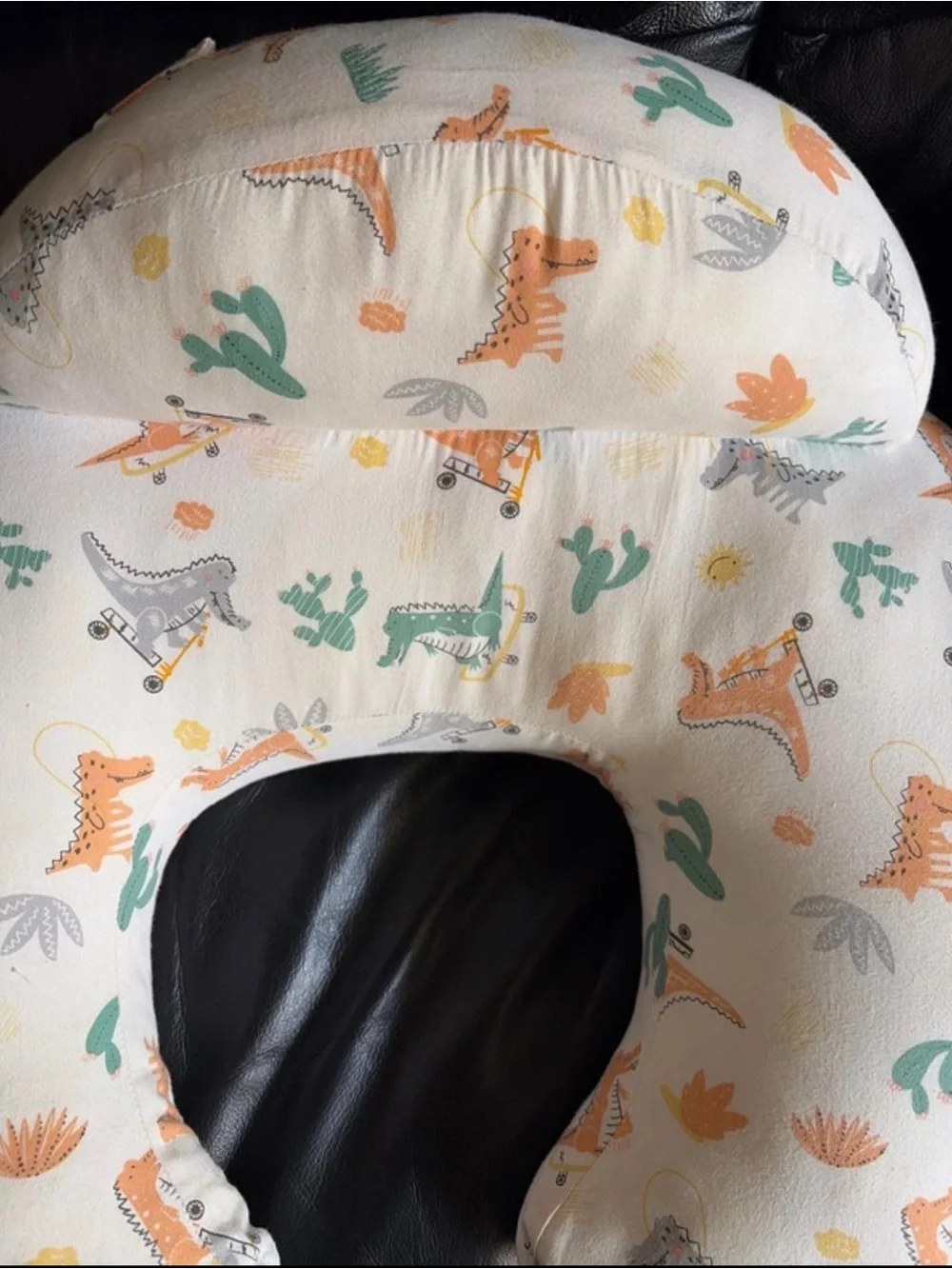 Nursery Support Pillow with Orange & Green Dino Print